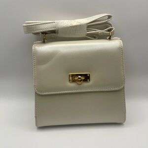 Vintage Avon Cream Crossbody Bag with Goldtone Accent